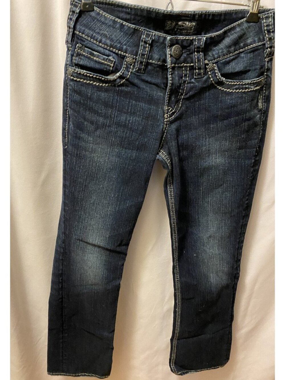 Silver Suki Jean Mid Slim Boot Cut Women 25x31 Dark Stretch Denim
